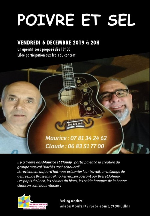 Vendredi 6 décembre, Apéro-concert avec ＂Poivre et Sel＂
