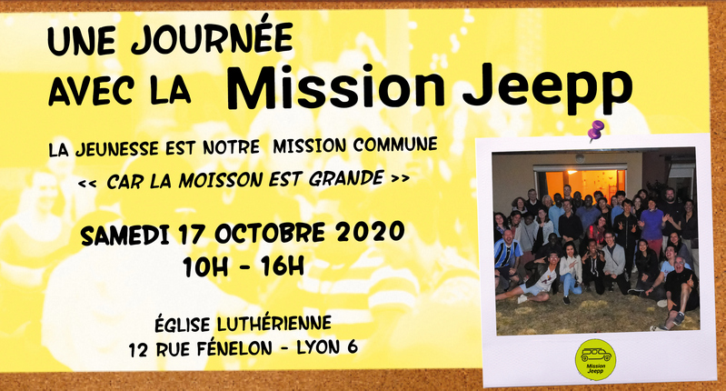 Invitation journée de la mission JEEPP le samedi 17 Octobre 2020 à l'Eglise Luthérienne