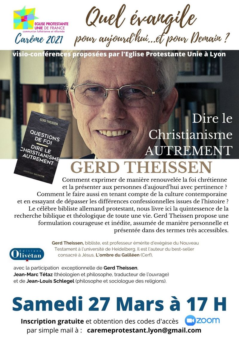 Conférences de Carême : ＂Dire le Christianisme autrement＂ le 27 Mars