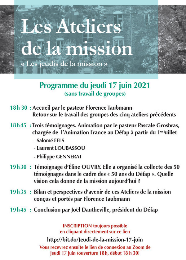 DEFAP : Les ateliers de la mission, jeudi17 Juin